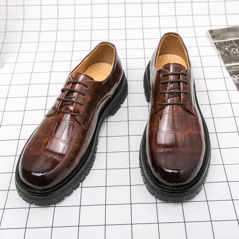 Fashion Leisure Walk Thick Bottom Oxford Shoes Versatile Mens New Casual Business Shoes PU Leather Formal Dress Footwear Simple Sneakers