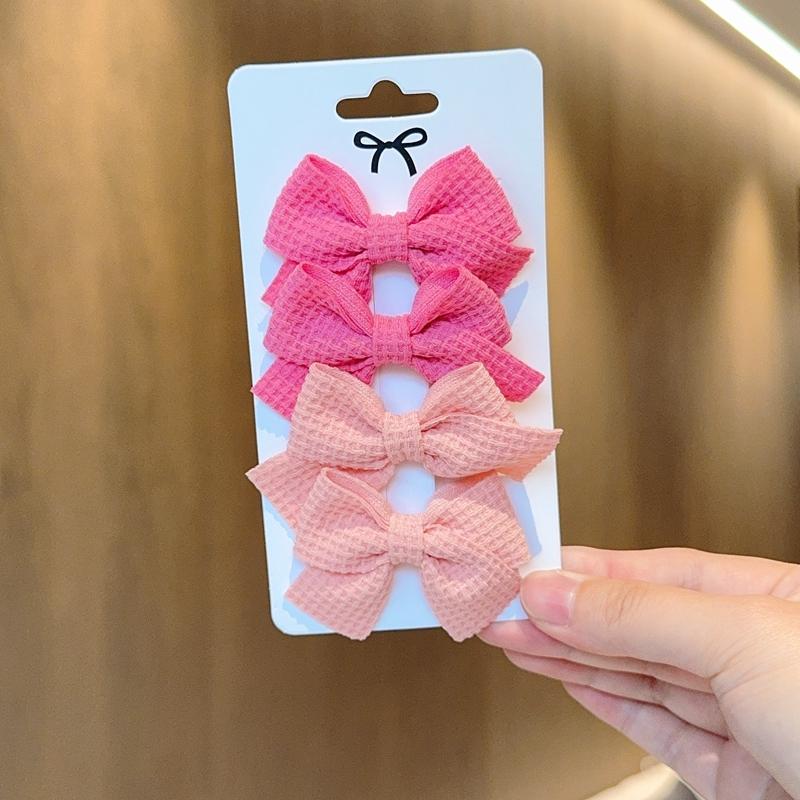 4/6/10Pcs Soft Cotton Bow Hairpin Girl Sweet Design Hairpin Color Block Delicate Hairgripe Barrettes Kawaii Child Accessories