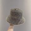 202506-2508751 Striped Ins Chic Summer Natural Raffia Grass Weave Sun Protection Holiday Bucket Cap Men Women Leisure Hat