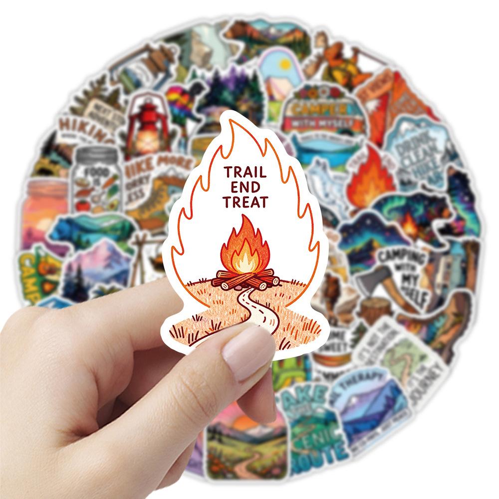 10/30/50pcs Cool Cartoon Outdoor Hiking Camping Stickers Decoration DIY Notebook Phone Helmet Laptop Waterproof Graffiti Sticker