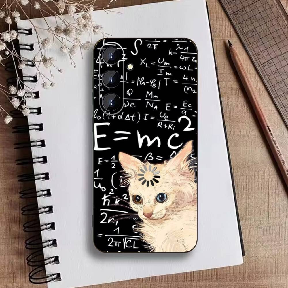 Thinking Cat Animal Phone Case For Samsung Galaxy A73,A21s,A22,A31,A52,A53,A71,A41Soft Black Shell