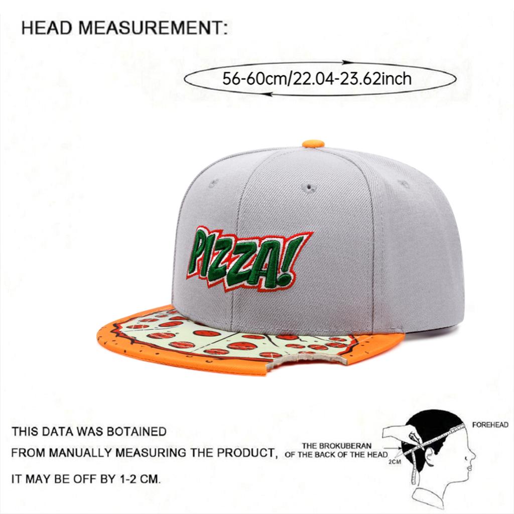 2026 Pizza Embroidery Printed Flat Brimmed Hat Men's Novel Hip Hop Hat Women's Outdoor Sports Sunscreen Baseball Hat Casual Hat