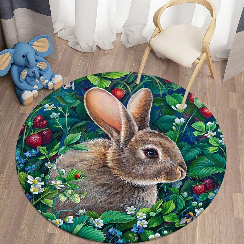 Runde Teppiche mit Dschungel-Tierdruck für Wohnzimmer, Teppich, Kinderteppich, Zuhause, Schlafzimmer, Kinderzimmer, Bodenmatte, weiche Matte für Kinder