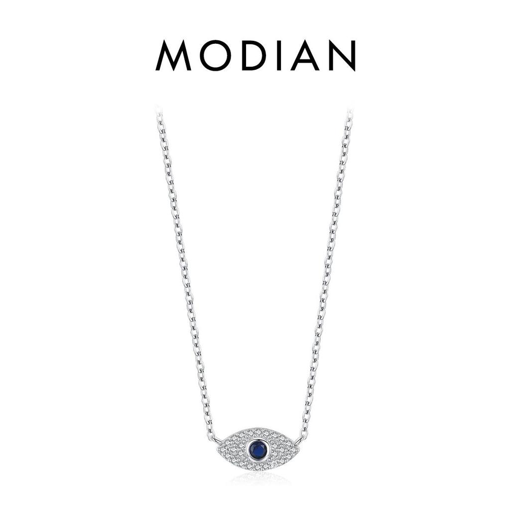 MODIAN 925 Sterling Silver Mysterious Blue Eyes Pendant Necklace Clavicle Chain Link For Women Party Fine Jewelry Birthday Gift