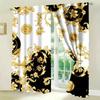 Black And Golden Patchwork Pattern Printed Curtains for Living Room Bedroom Study Decor Kitchen Drapes 2 Panel Set
