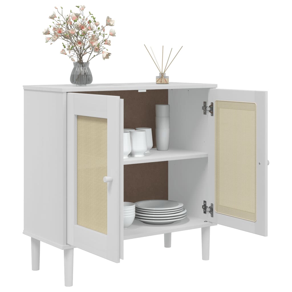 Vidaxl Senja Cabinet, Rattan Imitation, White, 80X35X80 Cm, Pine