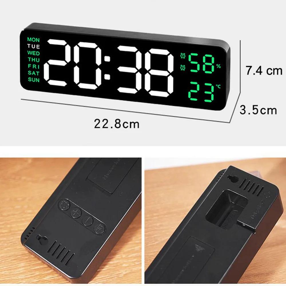 Multifunctional Alarm Clock Temperature and Humidity Calendar Display Dual Alarm Clock with Adjustable Brightness LEDalarm Clock