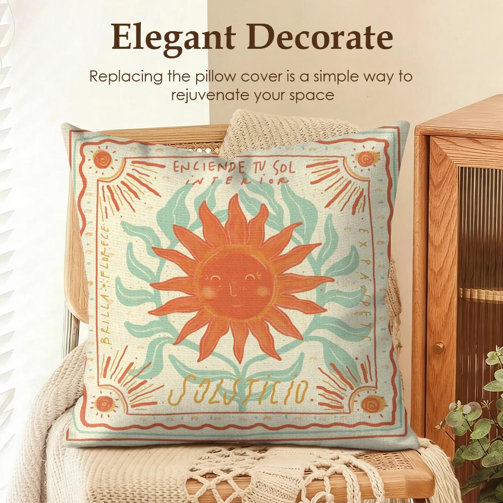 Cute Cartoon Flowers Fashion Art Cushion Cover Natural Linen Organic Fabric DoubleSided Printing Sofa Home Decor Pillow Case