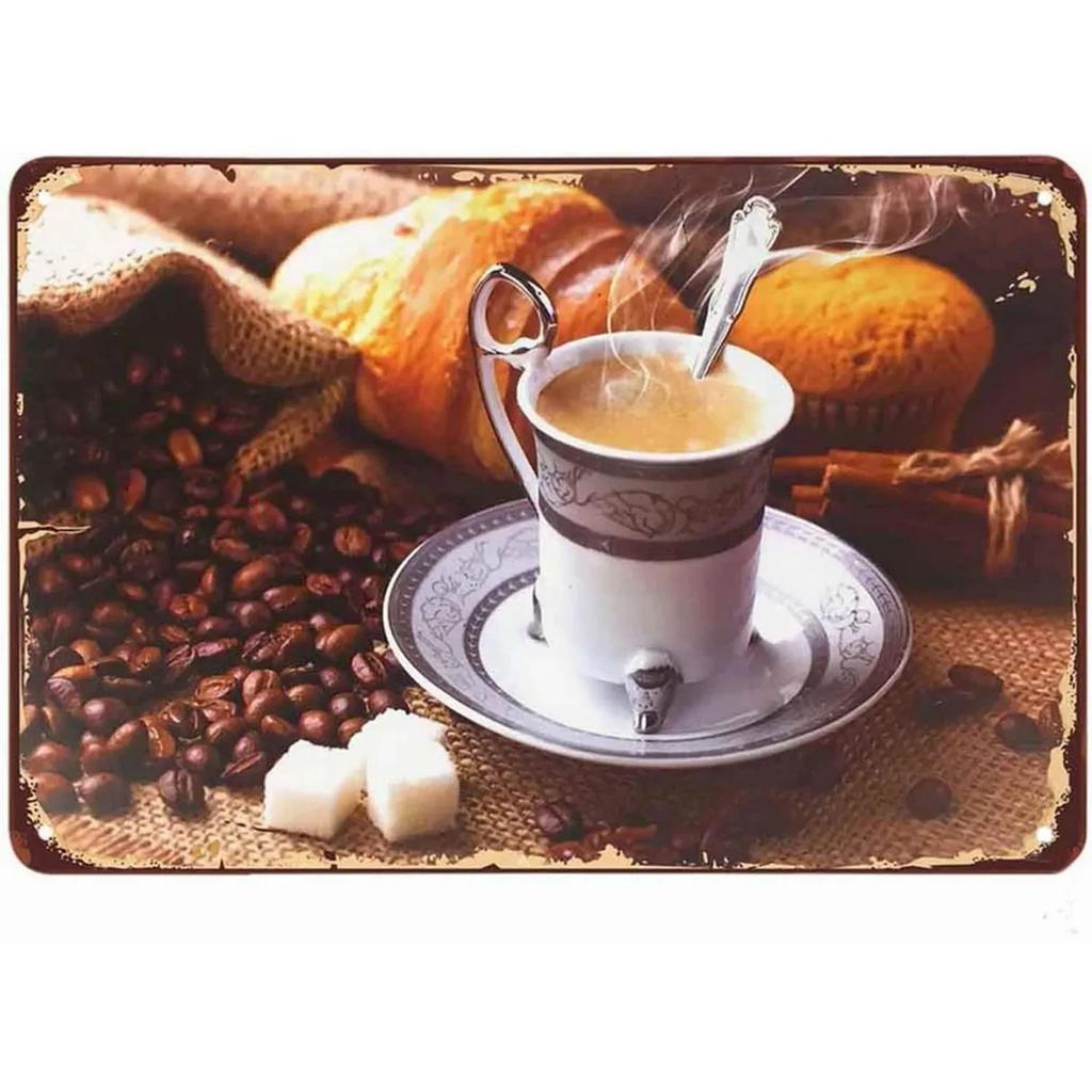 Vintage Coffee Metal Tin Sign Plaque Plate Retro Wall Art Poster For Cafe Bar Pub Kitchen Man Cave Club Iron Painting Decoration