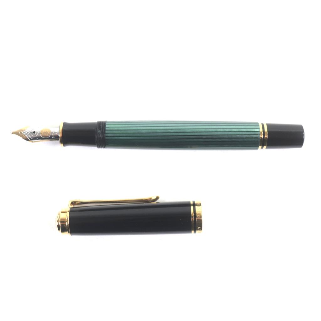 Excellent PERIKAN fountain pen Sovereign Black green 14K mens M400 Used