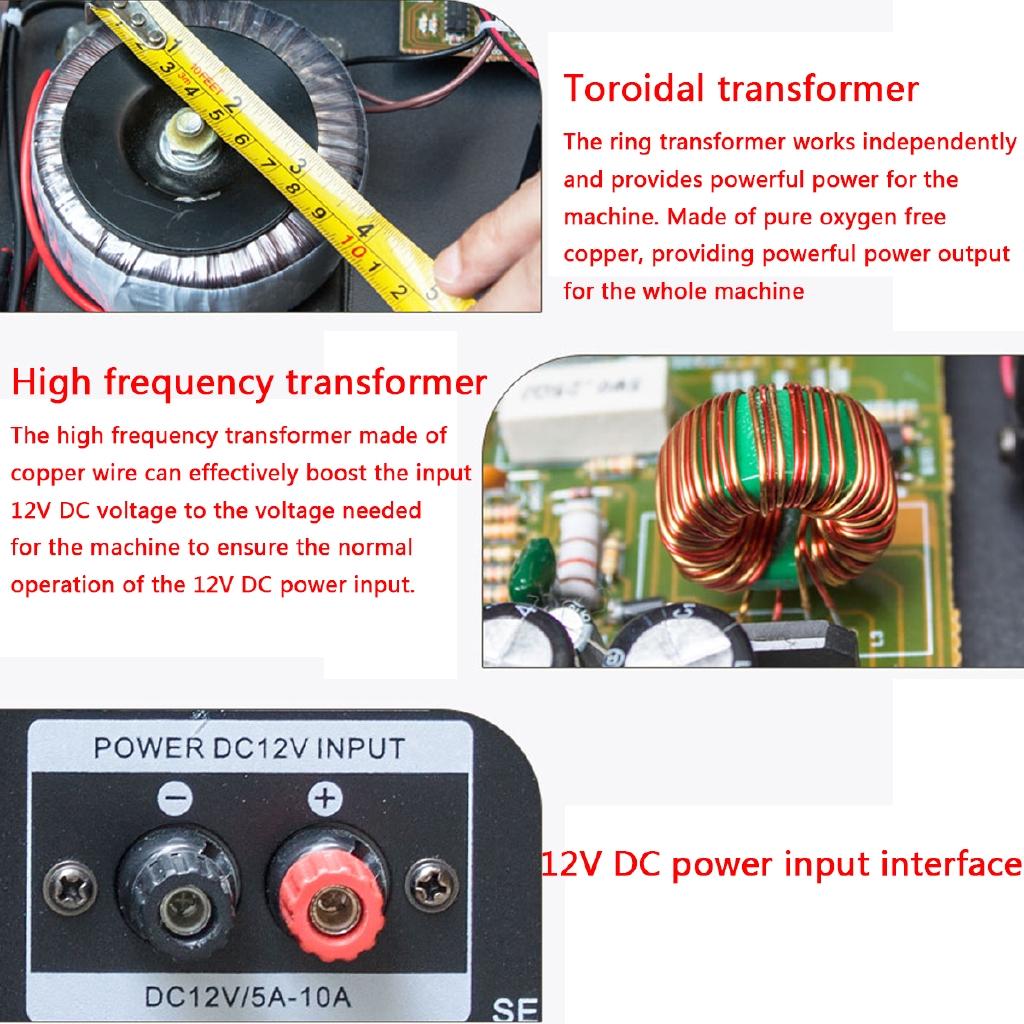 800W 220V - 240V EQ Bluetooth Stereo Amplifier 4 Ohm 2CH USB 64GB Disk/SD Card Car Home 220V