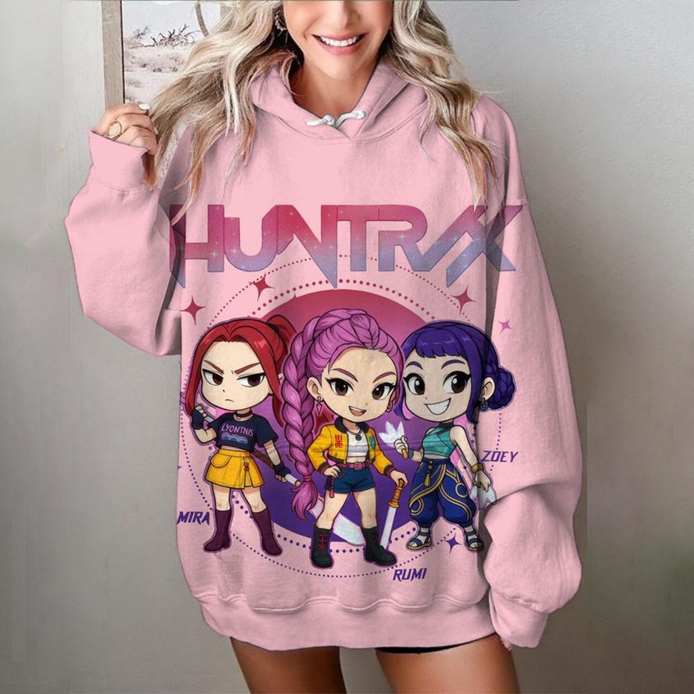 

Anime Style Character Pattern Fashion Casual Long Sleeve HoodieKPop Demon Hunters Women s Hoodie Autumn Winter Hoodie 6XL синий