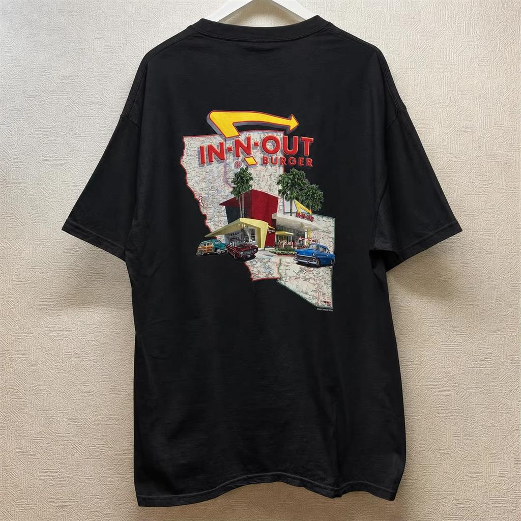 2026 Retro Graphic Cotton Tshirt Back Print White Unisex Crew Neck Short Sleeve Unisexs Tshirts