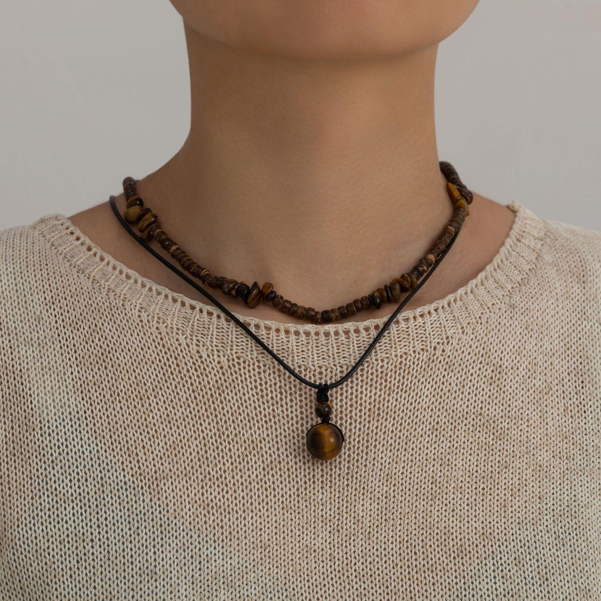 

Ожерелье Вневременное Универсальное С Деревянными Бусинами И Бирюзой Для Повседневной Элегантности