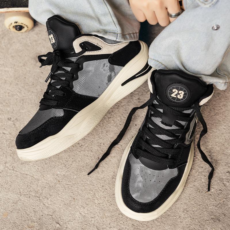 Trends are not outdated, sports and leisure shoes are often worn in all seasons, autumn student design leather basketball shoes board shoes men