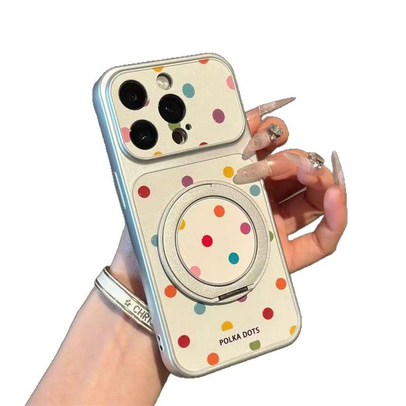 Full Screen Color Polka Dot Bracket Is Suitable for Iphone16promax Apple 17 Mobile Phone Case Electroplating Window Mobile Phone