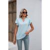 Sommer Damen T-Shirt V-Ausschnitt Rüschen Fly Ärmel lose Kurzarm Top