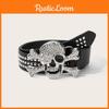 Skull Punk Style Pattern Pu Belt With Snap Closure For Youth And Casual Outfits
