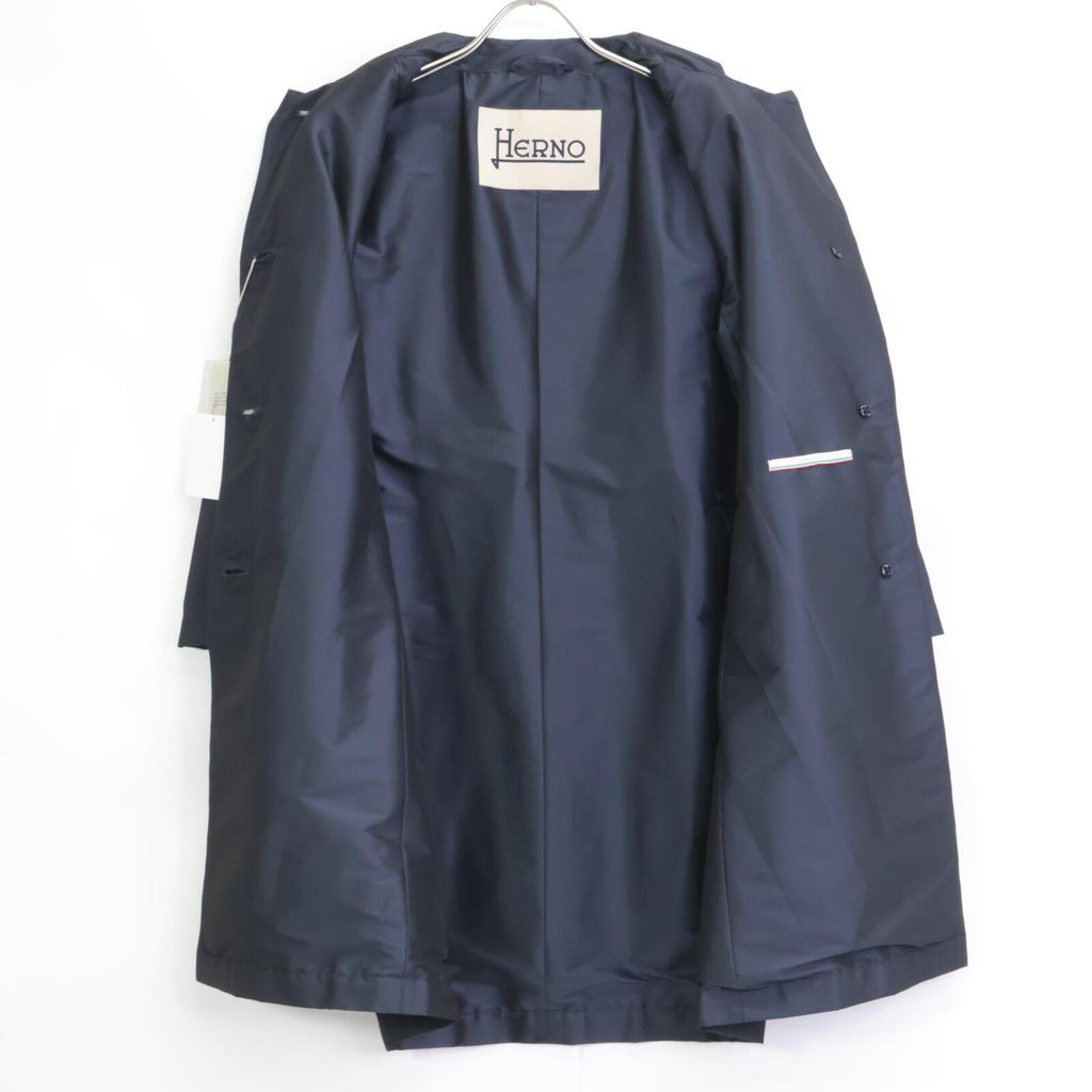 HERNO CA0150D Navy Nylon Big Button Soutien Collar Coat coat 42 NavyUsed