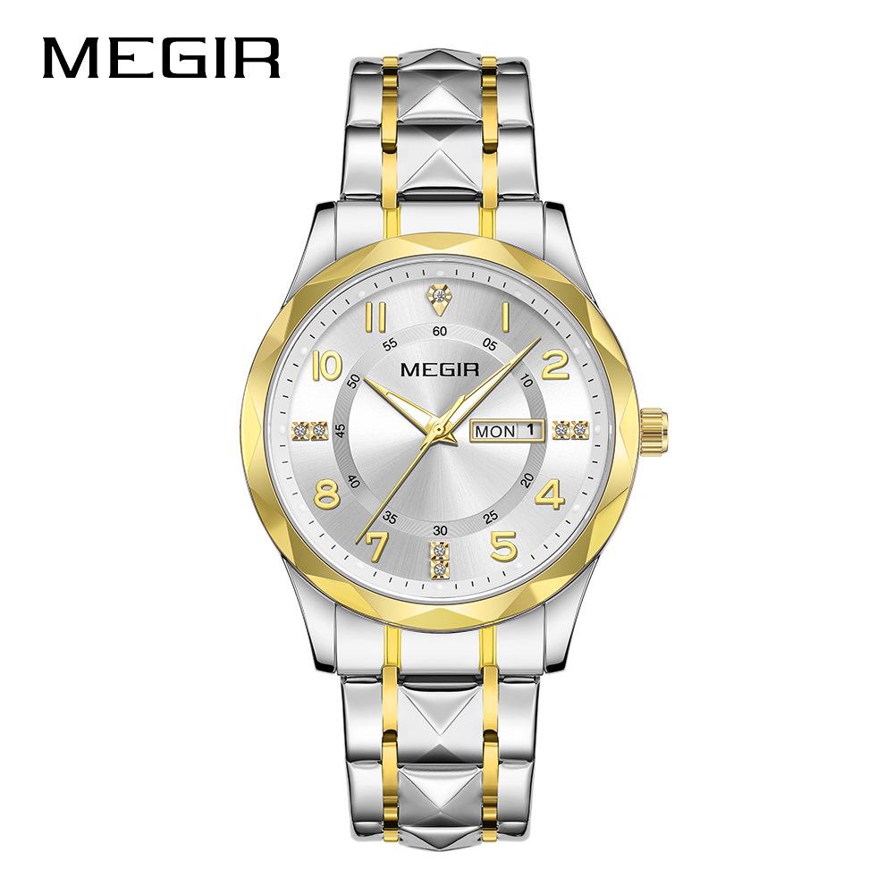 Megir Men Watches Waterproof Stainless Steel Date Watch Man Waterproof Quartz Luminous Wristwatch Relogio Masculino