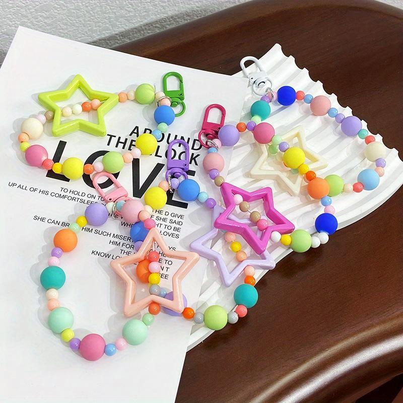 Mobilní telefon Lanyard Taška na zápěstí Přívěsek Klíčenka do auta Dívka Dámské Svěží Sladký Řetízek do ruky Přívěsek na klíče s korálky proti ztrátě Colofful