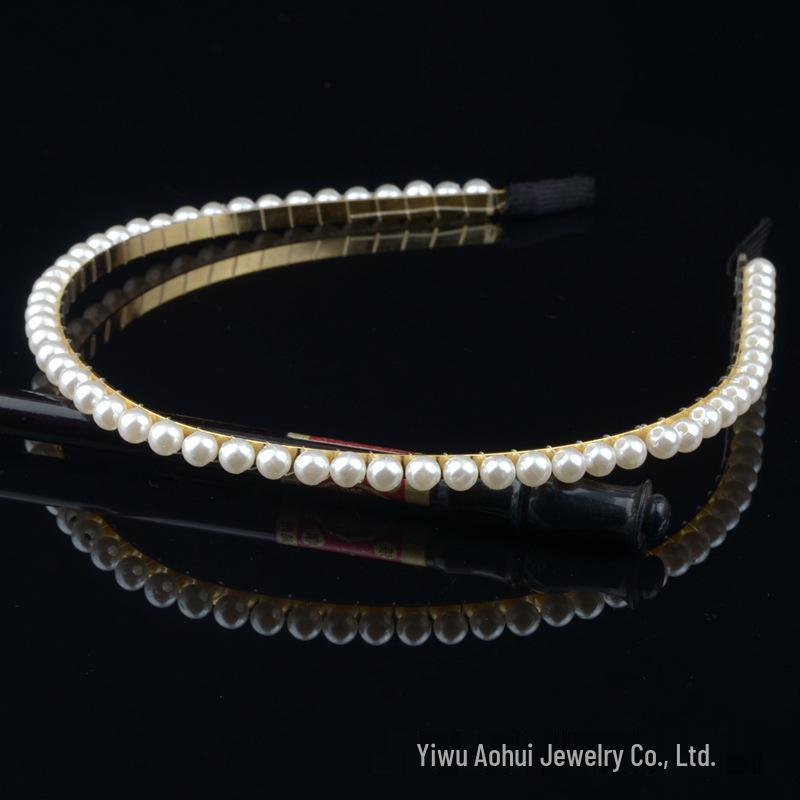Handwoven Faux Pearl Headband & Bow Hair Clip Set for Brides