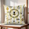 Bee Happy Seamless Cushion Cover Eco Linen Pillow Case  DoubleSided Print Breathable  Durable Hidden Zipper Home Decor Gift