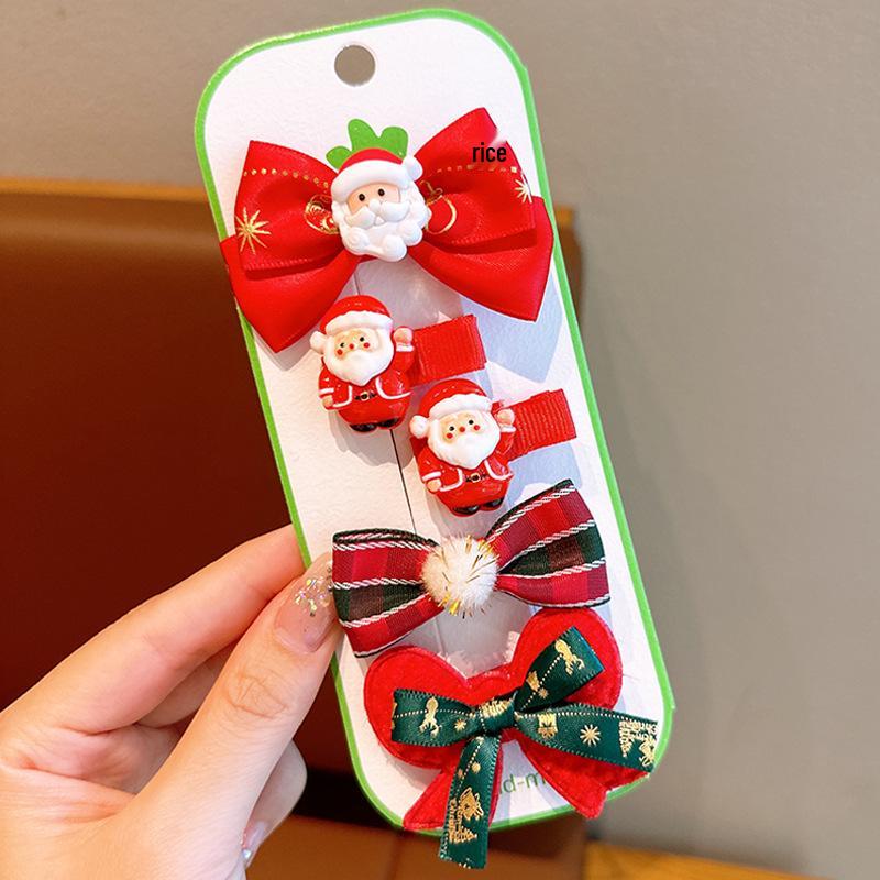 Weihnachten Weihnachtsmann Plüsch Haarspangen für Mädchen - Niedliche Pony- & Seitenklammern