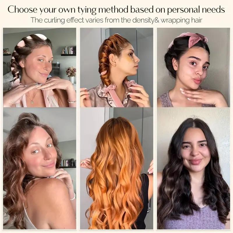 Wałki do włosów Bezgrzewający pręt do kręcenia Opaska na głowę Bez ciepła Jedwabne loki Wstążka Do spania Miękka opaska na głowę Leniwe wałki do włosów Narzędzia do stylizacji włosów