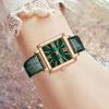 Green Women's Watch Set Fashion Trend Simple Rectangular Dial Quartz Watch Perfect Gift