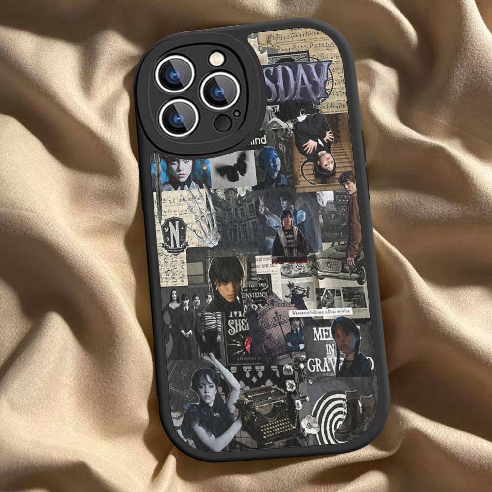 Custodia per Telefono Addams Mercoledì W-Wednesday Americano Per IPhone 16 15 14 13 12 11 Pro Max Plus Copertura in Pelle