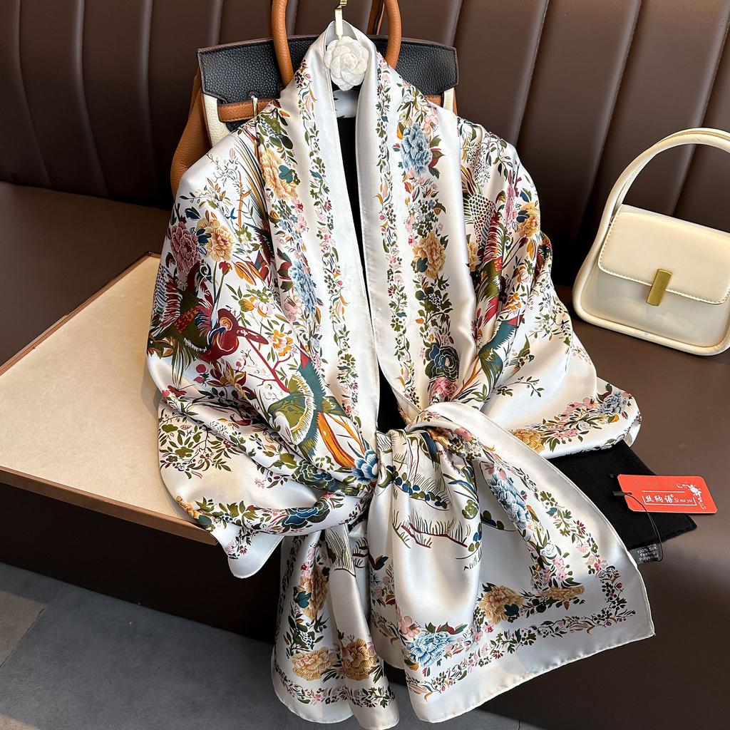 Luxury Brand Women Long Silk Scarves Shawl Lady Wrap Soft Female Europe Designer Beach Bandanna Foulard Muffler Pareo 180*90cm