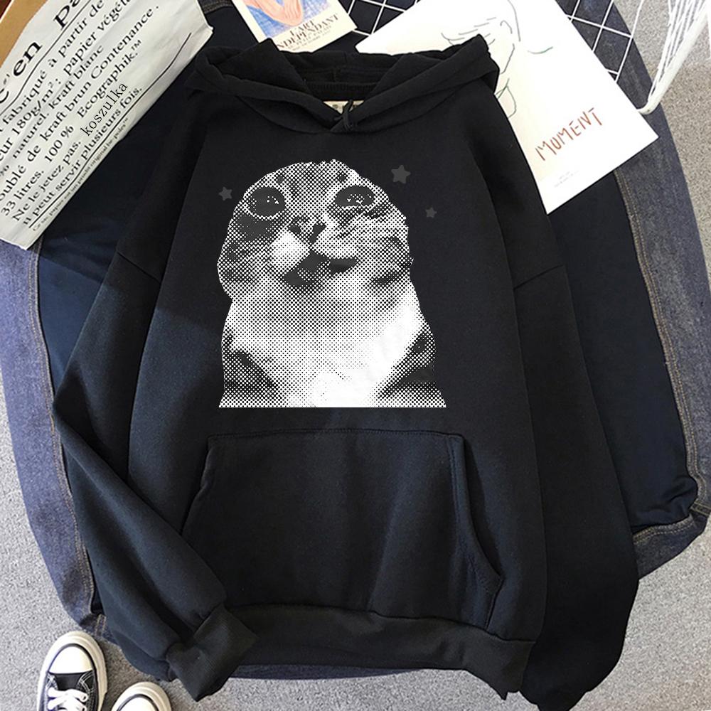 Y2k Funny Cat Meme Hoodie Kawaii Women/men Hoodies Autumn Winter Clothes for Day Gifts Aesthetic Sweatshirt Vintage