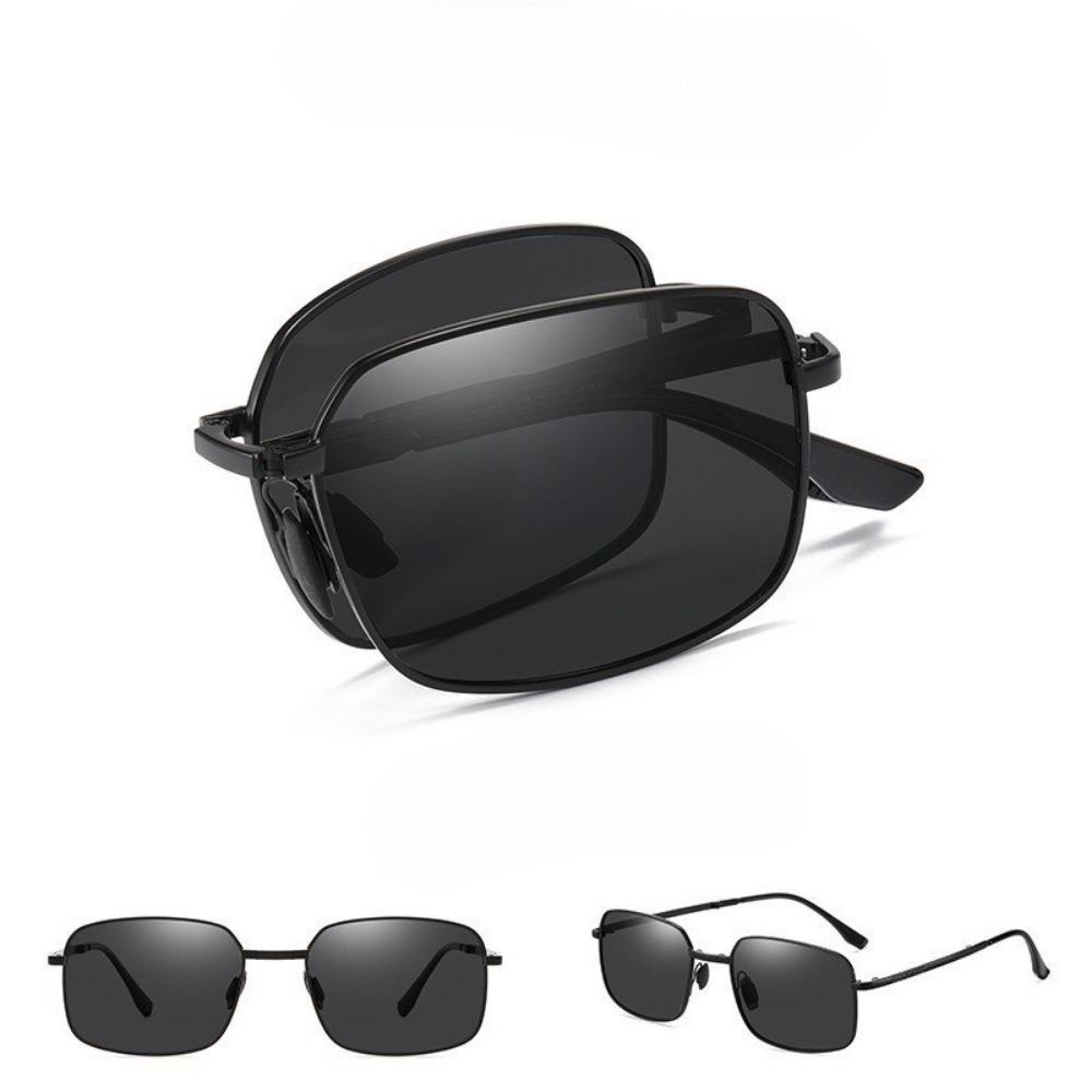 Polarized Folding Sunglasses for Men's Driving Day and Night Dual-purpose Square Driving Color Changing Sunglasses