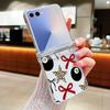 Pink Black Bowknot Pattern Phone Case For Samsung Galaxy Z Flip 7 FE 6 5 4 3 5G Folding Hard PC Clear Cover For Samsung Z Flip7