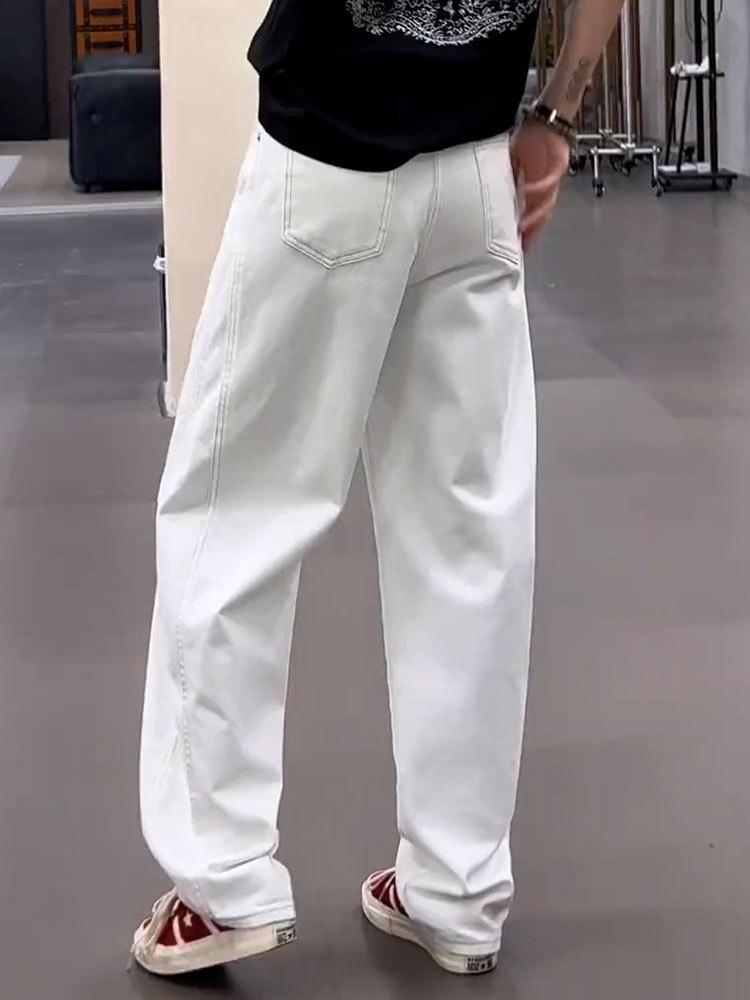 Vita Damslimmande Högmidjade Jeans med Vida Ben - Europeisk Stil, Vår/Höst 2025