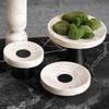 Wabi-Sabi High-Footed Round Fruit Plate - Light Luxury Yellow Travertine Style Decorative Tray