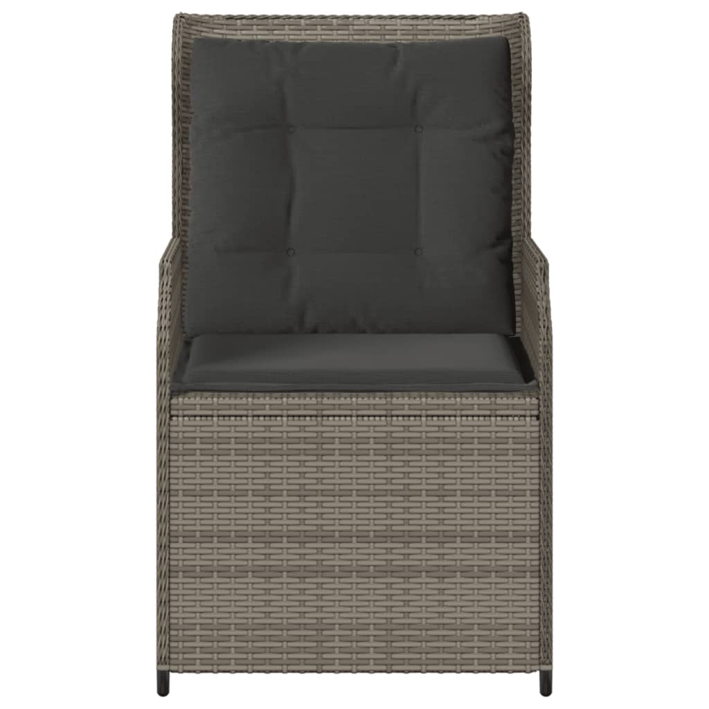 Garden Chairs with Cushions 2 Pcs. Adjustable Grey Poly Rattan