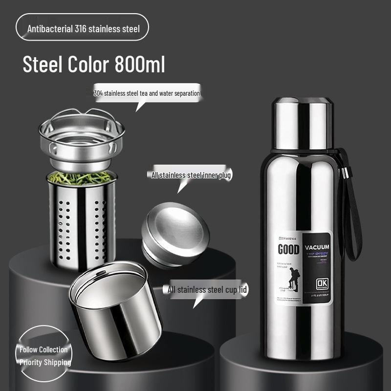 316 Stainless Steel Tea Infuser Thermos - Large Capacity Water Bottle