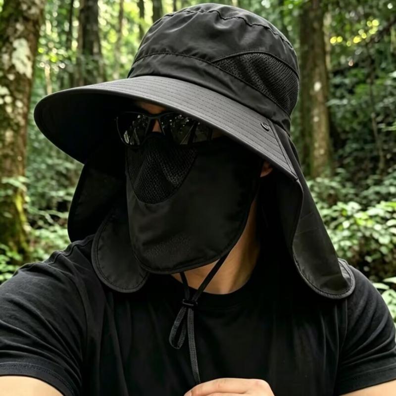 

UPF50+ Sun Hat for Men Detachable Face Neck Cover Outdoor Fishing Hiking UV Protection Breathable Quick Dry Safari Cap