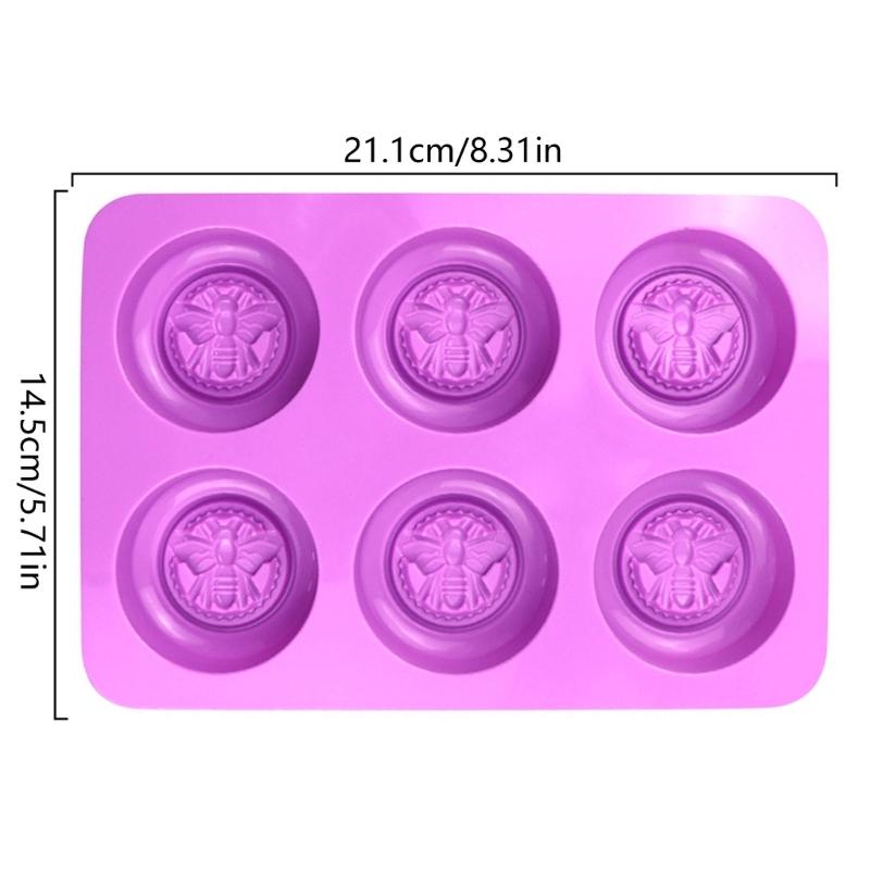 6-Piece Round Bee Silicone Mold Wax Melt Polymer Aromatherapy Making Handmade Cupcake Mould Decorating Supplies