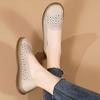 Spring Summer New Genuine Leather Hollow Out Flat sole Shoes Thick sole Non Slip Round Toe Shallow Slip On Elderly Nude Shoes