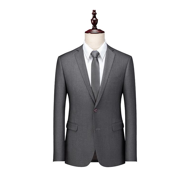 Men's Slim Fit Business Formal Suit Jacket - Wedding & Workwear (Black, Gray, Dark Blue)