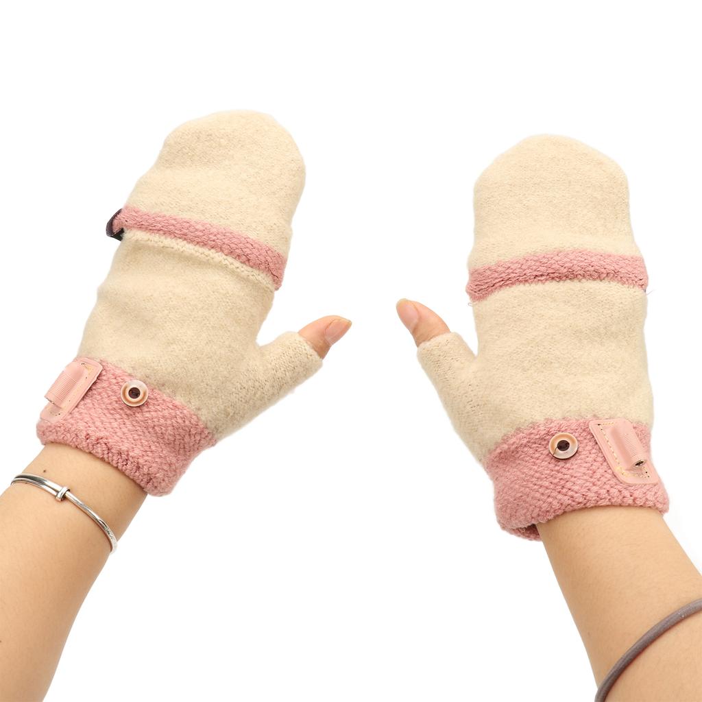 1Pair USB Heated Gloves Adjustable Temperature Electric Heated Gloves for Ski Hiking Cycling 5V Pink