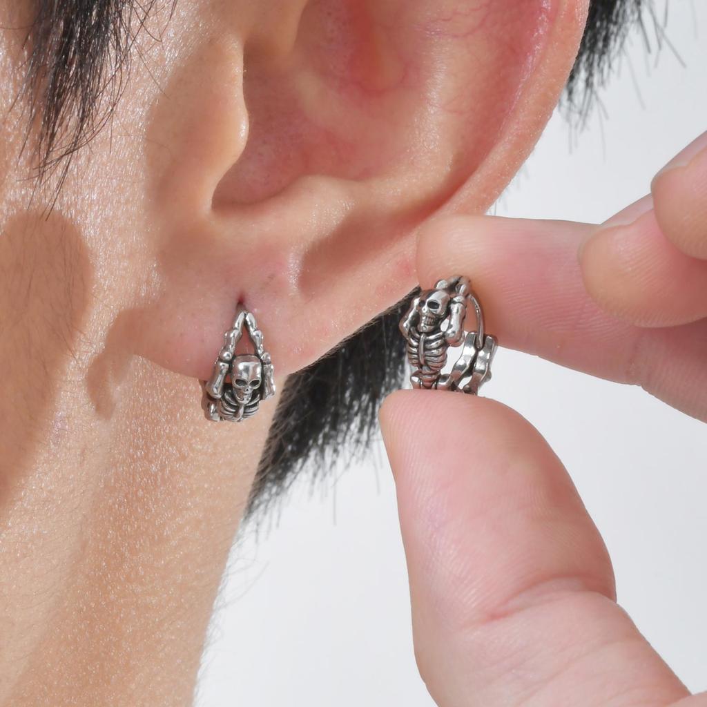 Multi Style Fashion Stainless Steel Hoop Earrings, Vintage Sword Star Geometric Pendant Men's Earrings, Hip Hop Piercing Jewelry