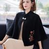 2024 Winter Elegant Loose Batwing Cloak: Fashionable Solid Color Short Shawl for Moms