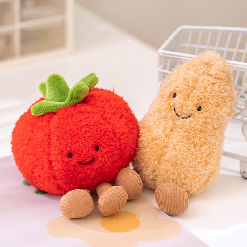 Chestnut & Tomato Plush Toy Set - Funny Big Orange, Good Persimmon, and Small Peanut Dolls