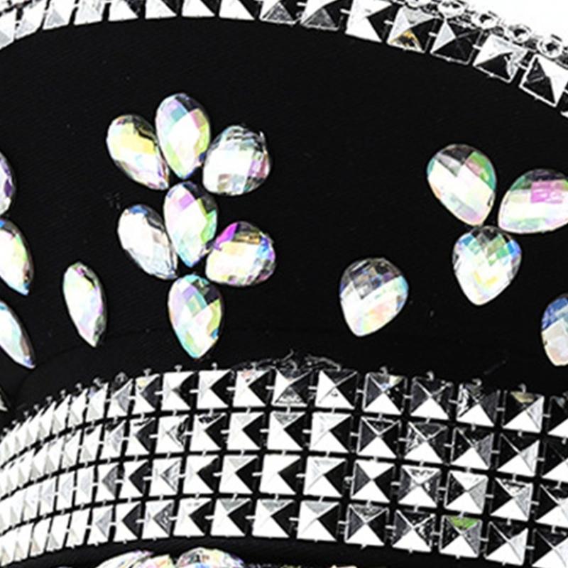 Mit Juwelen besetzte Kapitänsmütze Kristalle Matrosenhut für Disco House Cocktailpartys Urlaub Funkelnde Kristalle für Braut