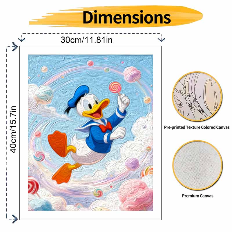 Disney Digital Oil Painting Art Kit Donald Duck Lollipop Clouds Handmade Coloring Painting Home Decor