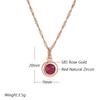 Shiny Red Natural Zircon Pendant Necklace Women Fashion  Rose Gold Color Ethnic Bride Fine Daily Vintage Jewelry